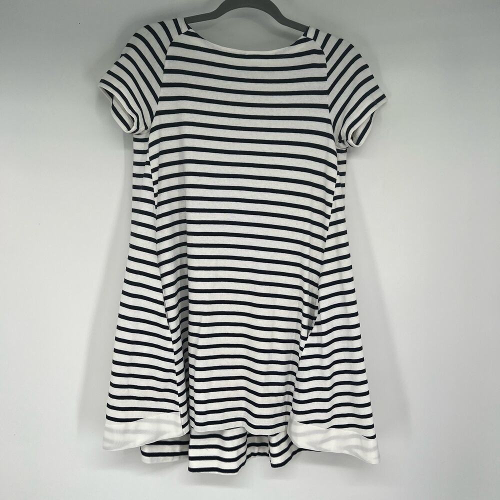 Sacai Striped Tunic Mini Swing Dress Womens Sz 1 US 6 White Black 100% Cotton
